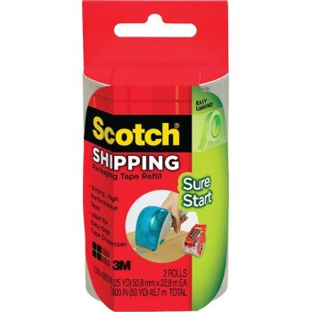 Scotch DP-1000-RR-2 Packaging Tape, 22.8 m L, 48 mm W, Clear