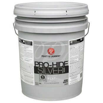 Pratt & Lambert Pro-Hide Silver 5000 Series 0000Z5354-20 Interior Paint, Flat Sheen, Bone White, 5 gal