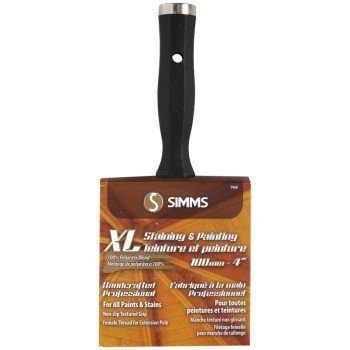 Simms 1960-100 Paint Brush, 4 in W, Stain Brush, 3-1/8 in L Bristle, Polyester Bristle, Non-Slip Handle