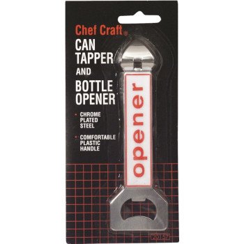 Chef Craft 20157 Bottle Opener and Can Tapper, Steel, Plastic Handle, 5-1/2 in OAL