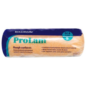 RollerLite ProLam 9KL075 Roller Cover, 3/4 in Thick Nap, 9 in L, Acrylic/Polyester/Wool Cover