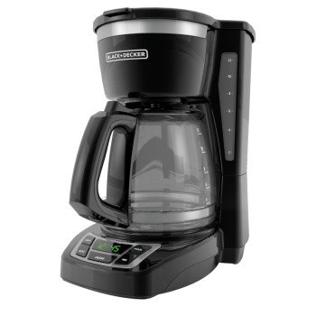 Black+Decker CM1160B-1 Coffee Maker, 12 Cup Capacity, 975 W, Glass/Plastic, Black, Button Control