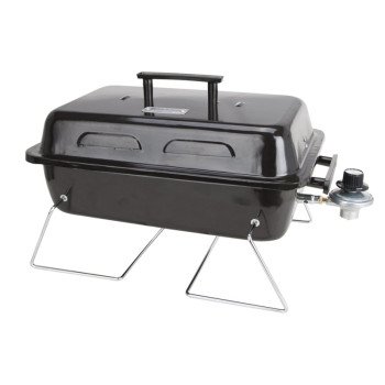 Omaha Portable Gas Grill, 1-Grate, 168 sq-in Primary Cooking Surface, Black, Steel Body