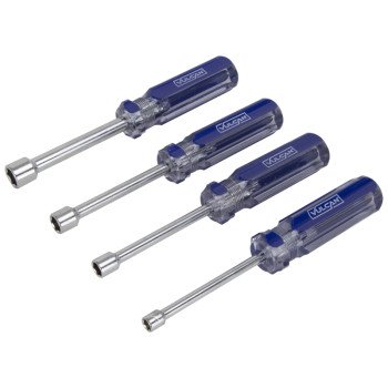 Vulcan JLO-040 Nut Driver Set, 4-Piece, Carbon Steel, Chrome, Transparent & Blue (Handle)