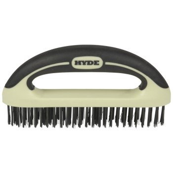 Hyde 46837 Wire Brush, 1-1/4 in W Brush, HCS Bristle, Soft Grip Handle