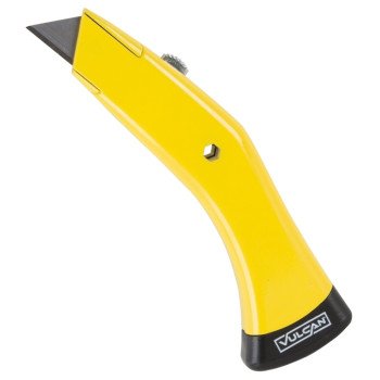 Vulcan JL-KF0008 Utility Knife, 2-1/4 in L Blade, 3/4 in W Blade, Zinc Alloy Handle, Black/Yellow Handle