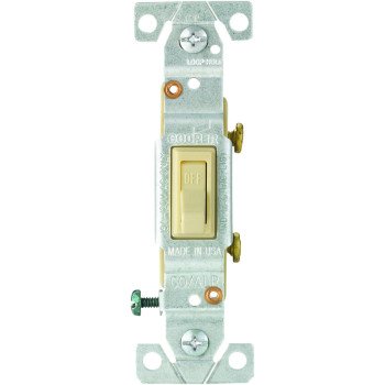 Eaton Wiring Devices 5221V-7V-BU Toggle Switch, 15 A, 120 V, Screw Terminal, Ivory