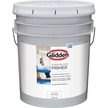 Glidden GLSBIE60WH-05 Stain Block Primer, Flat, White, 5 gal