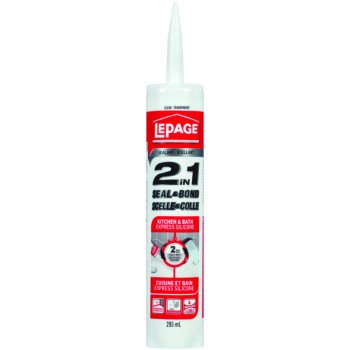 LePage 1380425 Bath and Kitchen Sealant, Clear, 5 to 49 deg C, 295 mL Cartridge