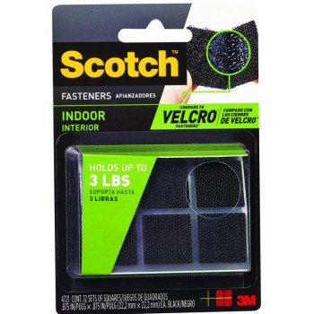 Scotch RF4721 Fastener, 7/8 in W, 7/8 in L, Black, 3 lb