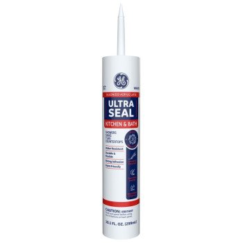 GE MAKB210WT Ultra-Seal Caulk, White, 24 hr Curing, 40 to 100 deg F, 10.1 oz Cartridge