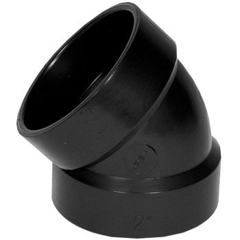 IPEX 027242 Pipe Elbow, 2 in, Hub, 45 deg Angle, ABS, SCH 40 Schedule