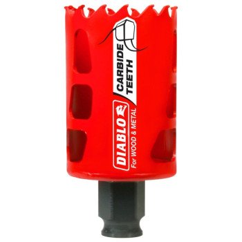 Diablo DHS1750CT GP Hole Saw, 1-3/4 in Dia, 2-3/8 in D Cutting, 3/8 in Arbor, Carbide Cutting Edge