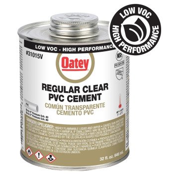 Oatey 310153V Regular-Bodied Fast Set Cement, 32 oz Can, Liquid, Clear