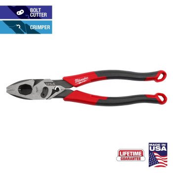 Milwaukee MT550C Lineman's Pliers, 9 in OAL, 1.39 in Jaw Opening, 0.74 in W Jaw