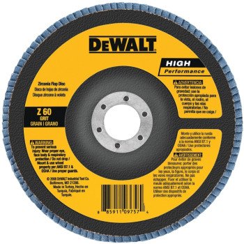 DEWALT DW8302 Flap Disc, 4 in Dia, 5/8 in Arbor, Coated, 60 Grit, Medium, Zirconium Oxide Abrasive, Fiberglass Backing