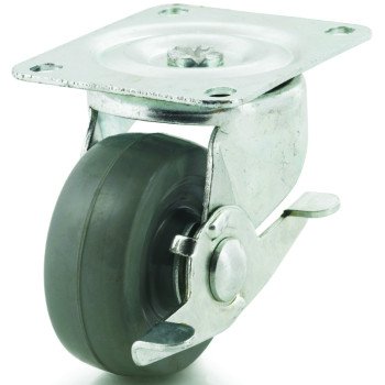 Dh Casters C-GD30MRSB Swivel Caster, 3 in Dia Wheel, 1-1/4 in W Wheel, Rubber Wheel, Gray, 225 lb