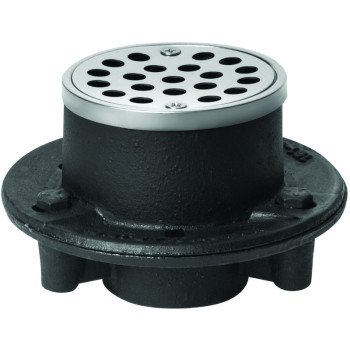 Oatey 42192 Shower Drain, Iron, Black, Specifications: Screw-In Cover Design, Round Shape