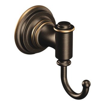 Moen Ellsworth Series DN9103BRB Robe Hook, 30 lb, 1-Hook, Zinc, Mediterranean Bronze, Wall Mounting