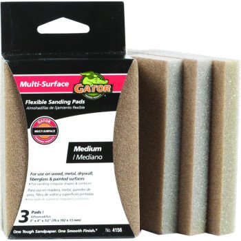 Gator 4156 Sanding Pad, 4 in L, 3 in W, 100 Grit, Medium, Aluminum Oxide Abrasive