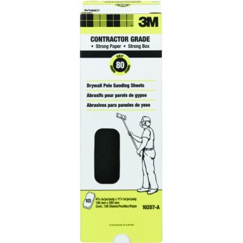 3M Tri-M-ite 10207 Sanding Sheet, 11-1/4 in L, 4-3/16 in W, 80 Grit, Medium, Synthetic Mineral Abrasive