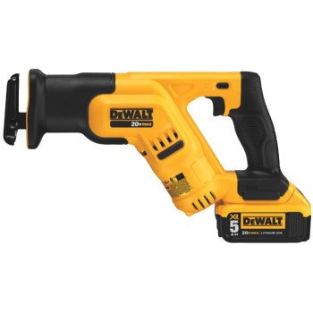 DEWALT DCS387P1 Reciprocating Saw Kit, Battery Included, 20 V, 5 Ah, 1-1/8 in L Stroke, 0 to 2900 spm