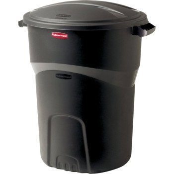 Rubbermaid 1793963 Refuse Container, 32 gal Capacity, Plastic, Black, Friction Lid Closure