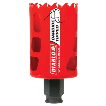 Diablo DHS1750CT GP Hole Saw, 1-3/4 in Dia, 2-3/8 in D Cutting, 3/8 in Arbor, Carbide Cutting Edge