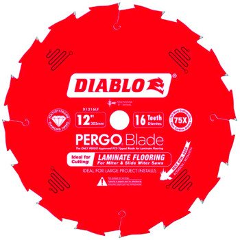 Diablo D1216LF Circular Saw Blade, 12 in Dia, 1 in Arbor, 16-Teeth, Polycrystalline Diamond Cutting Edge