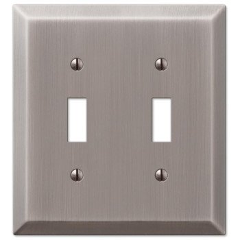 Amerelle Century 163TTAN Wallplate, 4-15/16 in L, 4-9/16 in W, 2 -Gang, Steel, Antique Nickel