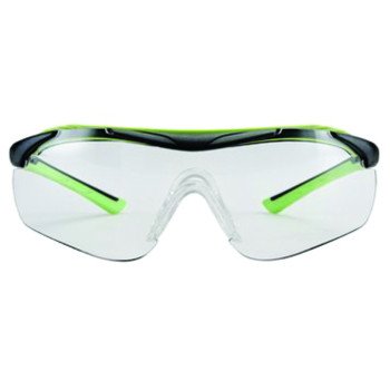 3M 47100-WZ4 Sport-Inspired Safety Glasses, Anti-Fog, Anti-Scratch Lens, Wraparound Frame, Green/Neon Black Frame