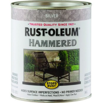 Rust-Oleum 7213502 Enamel Paint, Hammered, Silver, 1 qt, Can, 75 to 150 sq-ft/qt Coverage Area