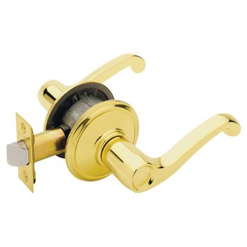 Schlage F Series F10V FLA 605 Passage Lever, Mechanical Lock, Bright Brass, Metal, Residential, 2 Grade