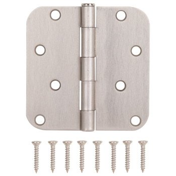 ProSource 20348SNX Door Hinge, Steel, Satin Nickel, Loose Pin, 180 deg Range of Motion, Screw Mounting