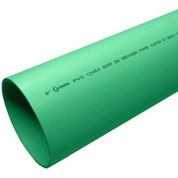 Charlotte Pipe S/M 06006 0600 Pipe, 6 in, 10 ft L, PVC, Green