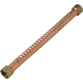 BrassCraft Copper-Flex Series WB00-12N Water Heater Connector, 3/4 in, FIP, Copper, 12 in L