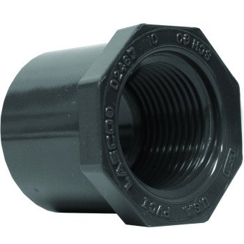 Lasco 838168BC Reducing Bushing, 1-1/4 x 1 in, Spigot x Female, PVC, SCH 80 Schedule