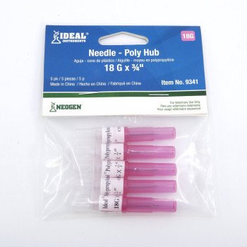 Neogen 9341 Hub Needle, 18 ga, 3/4 in L, 5/PK