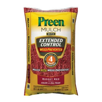 Preen 52150019 Mulch with Extended Control Weed Preventer, Granular, Slight, Russet Red, 2 cu-ft Bag