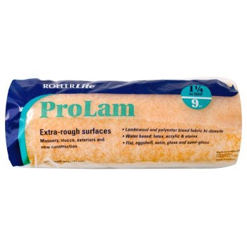 RollerLite ProLam 9KL125 Roller Cover, 1-1/4 in Thick Nap, 9 in L, Acrylic/Polyester/Wool Cover