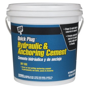 DAP Quick Plug 14090 Hydraulic and Anchoring Cement, Powder, Gray, 28 days Curing, 10 lb Pail