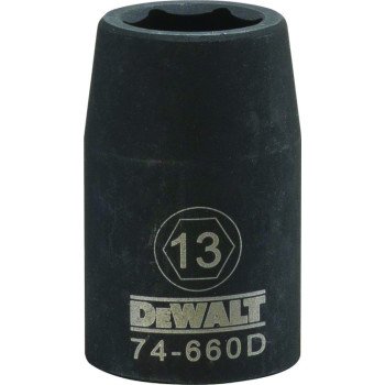 DEWALT DWMT74660OSP Impact Socket, 13 mm Socket, 1/2 in Drive, 6-Point, CR-440 Steel, Black Oxide