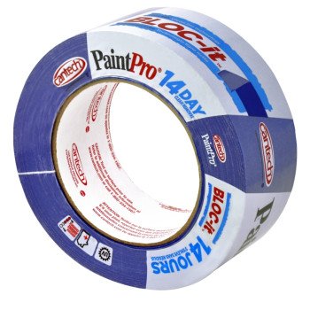 Cantech PaintPro Blue 308 Series 308-48 Masking Tape, 55 m L, 48 mm W, Crepe Paper Backing, Blue