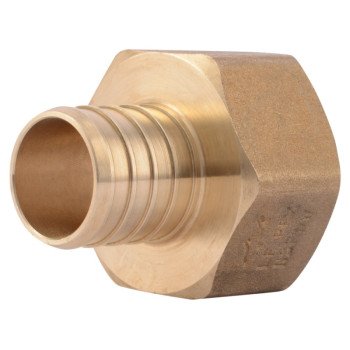 SharkBite UC094LFA Pipe Adapter, 1 in, PEX Barb x FNPT, DZR Brass, 200 psi Pressure