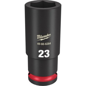 Milwaukee SHOCKWAVE Impact Duty Series 49-66-6284 Deep Impact Socket, 23 mm Socket, 1/2 in Drive, Square Drive, 6-Point