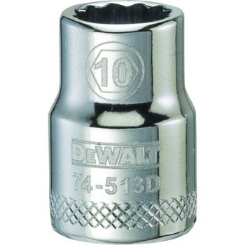 DEWALT DWMT74513OSP Hand Socket, 10 mm Socket, 3/8 in Drive, 12-Point, Vanadium Steel, Polished Chrome