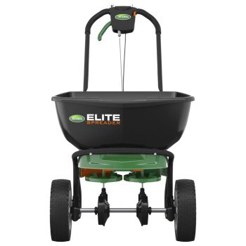 Scotts 75902 Elite Spreader, 30 lb Capacity, 20,000 sq-ft Coverage Area, 6 ft W Spread, Plastic