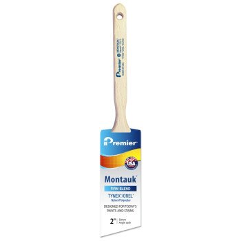 Premier Montauk 17211 Paint Brush, Firm Brush, 2-11/16 in L Bristle, Nylon/Polyester Bristle, Angle Sash Handle