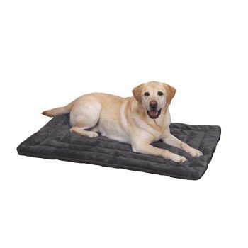 Slumber Pet ZW941 35 22 Plush Dog Mat, 35 in L, 22 in W, Plush Fur/Polyfiber Cover, Gray