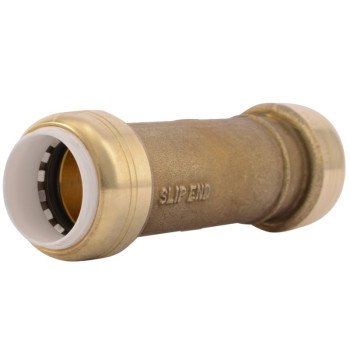 SharkBite UIP3016A Slip Pipe Coupling, 3/4 in, Brass, SCH 40, SCH 80, SCH 180 Schedule, 200 psi Pressure